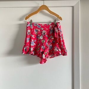 Free People Floral Red Ruffle Skort